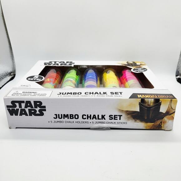 NIB Disney Star Wars The Mandalorian Jumbo Chalk Set with 5 Chalk Holders - Picture 3 of 7